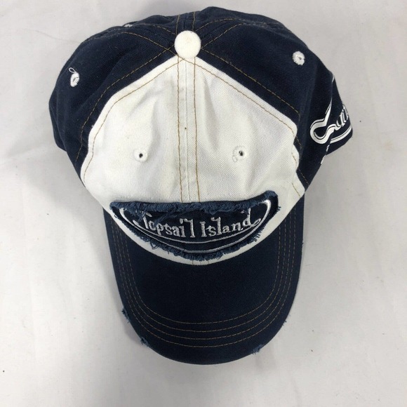 TOPSAIL ISLAND HAT CAP SUN & BEACH ADJUSTABLE DISTRESSED ONE SIZE FITS MOST OSFM - Picture 9 of 14